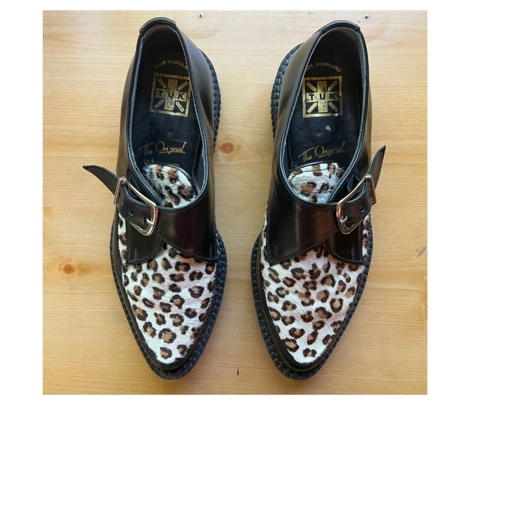 y2k T.U.K. Shoes leopard Leopard Print Creeper Shoe - Pointed Toe Monk Buckle Si